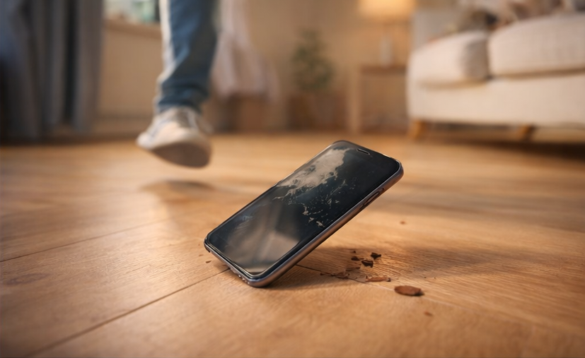 Ein herunterfallendes Smartphone als Alltagsszenario